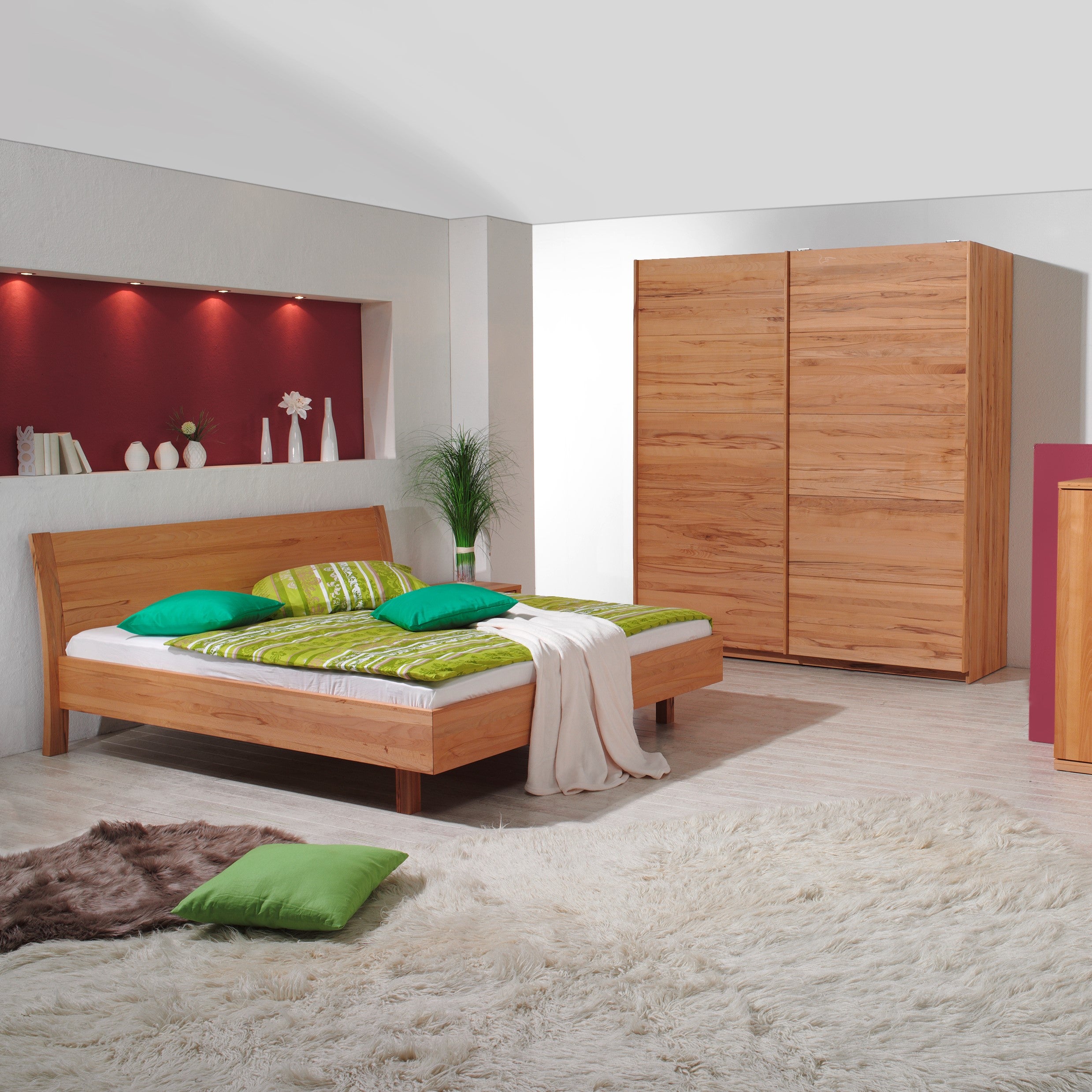Holzschmiede Massivholzbett 'SWING' Kernbuche mit Kopfteil 180x200cm ...